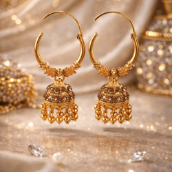 Novelika Latest Stylish Golden Tone Traditional Jhumka Earring set for Women Girls - 77ER3001