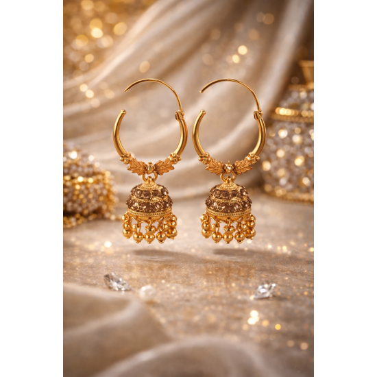 Novelika Latest Stylish Golden Tone Traditional Jhumka Earring set for Women Girls - 77ER3001