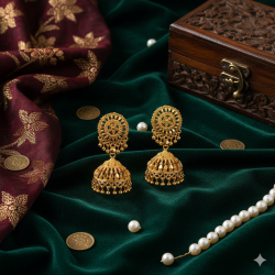Novelika Latest Stylish Golden Tone Beautiful Traditional Jhumka Earring set for Women Girls - ER6006