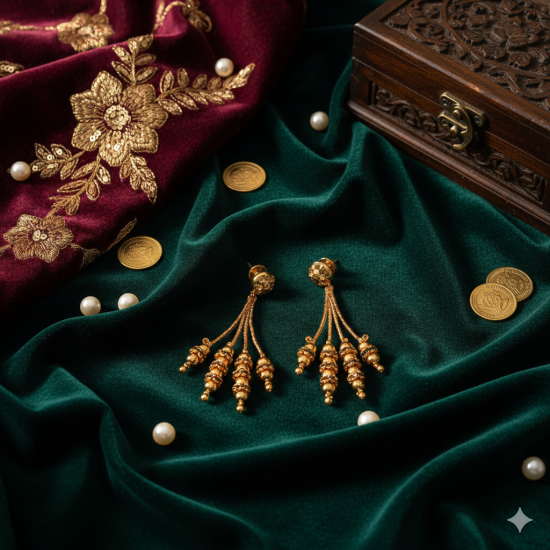 Novelika Latest Stylish Golden Tone Traditional Chandelier Earring set for Women Girls - ER1035