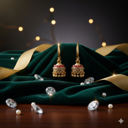 Novelika Latest Stylish Golden Tone Traditional Jhumka Earring set for Women Girls - ER2048