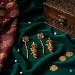 Novelika Latest Stylish Golden Tone Traditional Chandelier Earring set for Women Girls - ER1008