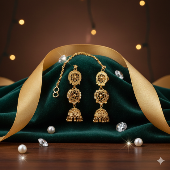 Novelika Latest Stylish Golden Tone Traditional Jhumka Earring set for Women Girls - ER1003