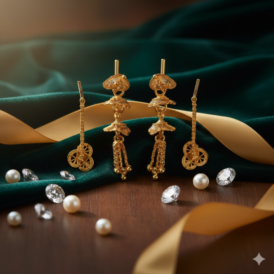 Novelika Latest Stylish Golden Tone Traditional Chandelier Earring set for Women Girls - ER2056