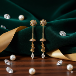 Novelika Latest Stylish Golden Tone Traditional Chandelier Earring set for Women Girls - ER3005