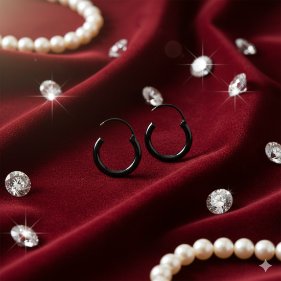 Novelika Latest Stylish Black Tone Traditional Huggie Earring set for Women Girls - ER2044