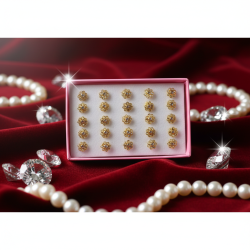 NOVELIKA - Golden-Colored Floral Pin stud Nose & Ear  Designed to sit  Directly on the Nose & Earlobe. ( Pack of 25 )