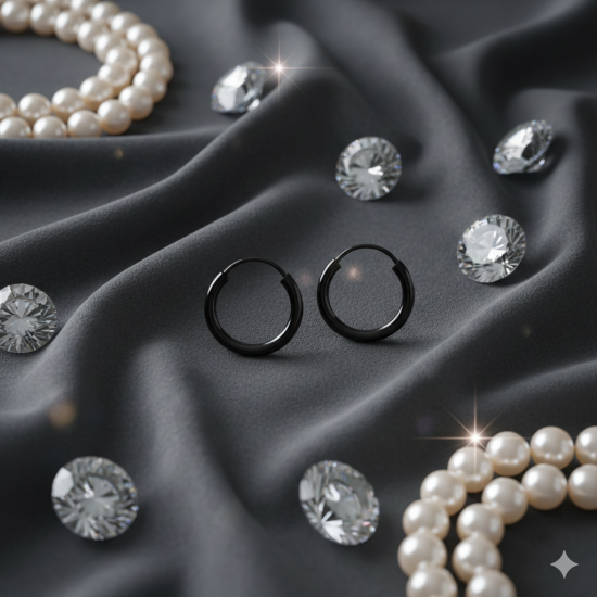 Novelika Latest Stylish Black Tone Traditional Huggie Earring set for Women Girls - ER2044