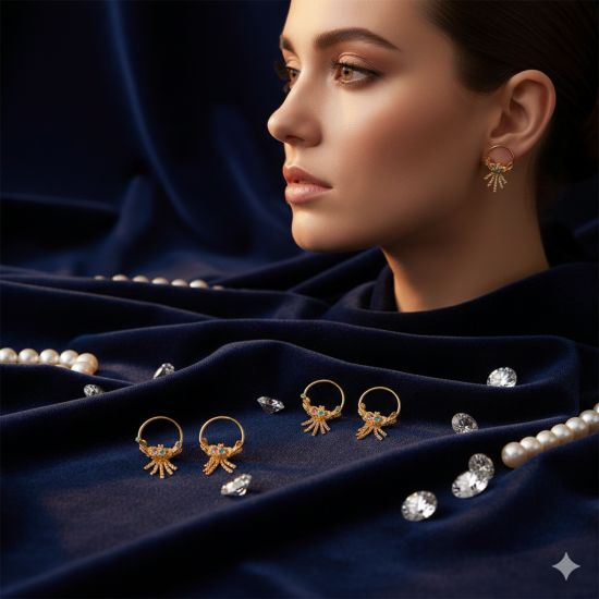 Gold Color Heart Design Jhumka Earrings - Perfect For Daily Use, Weddings & Festive Occasions - 5 Pair Gold Color Heart Design Jhumka Earrings - Perfect For Daily Use, Weddings & Festive Occasions - 5 Pair