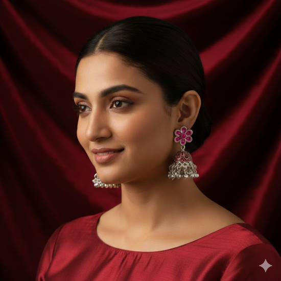 Novelika Latest Stylish Pink Color Traditional Jhumka Earring set for Women Girls - ER1011