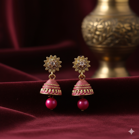Novelika Latest Stylish Golden Tone Traditional Jhumka Earring set for Women Girls - ER8001