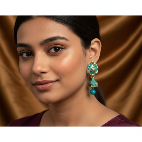 Novelika Latest Stylish Golden Tone Traditional Jhumka Earring set for Women Girls - ER7008 Novelika Latest Stylish Golden Tone Traditional Jhumka Earring set for Women Girls - ER7008