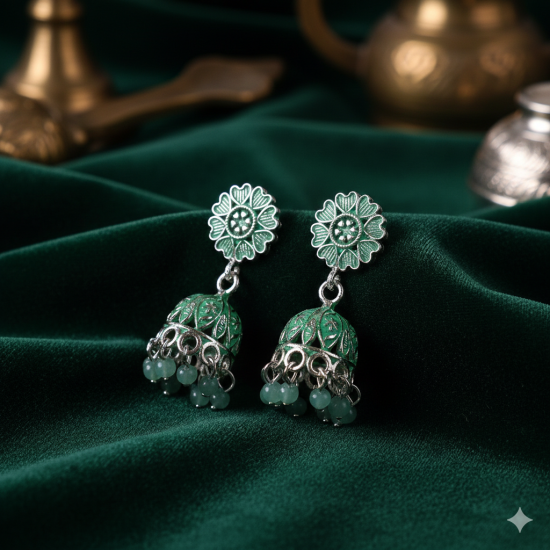 Novelika Latest Stylish Green Traditional Jhumka Earring set for Women Girls - ER11010 Novelika Latest Stylish Green Traditional Jhumka Earring set for Women Girls - ER11010