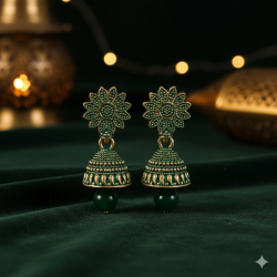 Novelika Latest Stylish Green Traditional Jhumka Earring set for Women Girls - ER8002