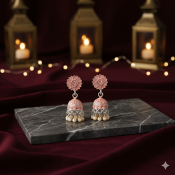 Novelika Latest Stylish Pink Traditional Jhumka Earring set for Women Girls - ER11019