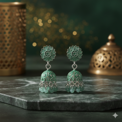 Novelika Latest Stylish Green Traditional Jhumka Earring set for Women Girls - ER11010