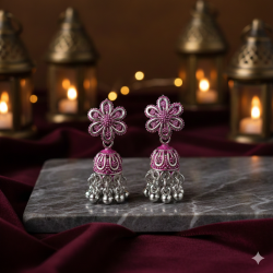 Novelika Latest Stylish Pink Traditional Earring Jhumka Earring set for Women Girls - ER11009