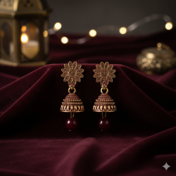 Novelika Latest Stylish Maroon Color Traditional Jhumka Earring set for Women Girls - ER10011