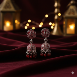 Novelika Latest Stylish Maroon Traditional Jhumka Earring set for Women Girls - ER11013
