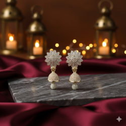 Novelika Latest Stylish Silver Color Traditional Jhumka Earring set for Women Girls - ER9002
