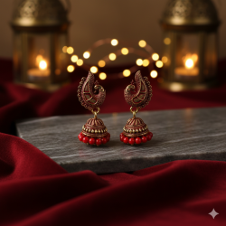 Novelika Latest Stylish Red Traditional Chandelier Earring set for Women Girls -ER11002