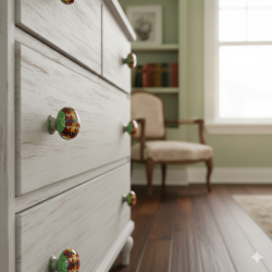 Ancient Vintage  Ceramic knobs. For  Kitchen- Cupboard -Furniture -Home Décor-  Cabinet - Drawer - Cabinet pulls - Door knobs. (Set Of 5.)