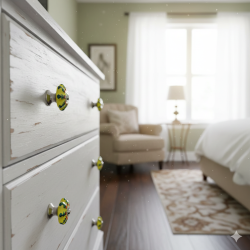 Cabinet Knob with Floral Pattern - For Kitchen Cabinet Hardware Door Pulls Decorative Dresser - Pack Of 5