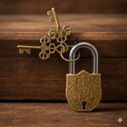 NOVELIKA -  Vintage Brass Padlock/Lock with Lord Ganesh (Hindu God Ganapati, Ganapathi or Vinayaka) Sculpted in Brass Metal (Pack of1)