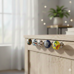 -Multicolor Floral Ceramic Knobs - Vintage Decorative Knobs - For  Kitchen Cupboard ,Furniture Home Décor,  Cabinet - Drawer - Cabinet  - Door knobs. (Set Of 5.)