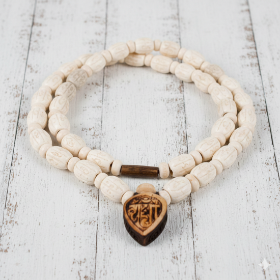 Novelika Tulsi Mala With Sree Radha Engraved Locket Sacred Hindu Prayer Beads Necklace Suitable For Praying, Mandir, Pooja Novelika Tulsi Mala With Sree Radha Engraved Locket Sacred Hindu Prayer Beads Necklace Suitable For Praying, Mandir, Pooja