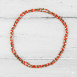 Novelika Red Two Layer Design Tulsi Kanthi Mala/Tulasi Mala/Holy Basil Wood 2 Round Necklace - Set OF 1