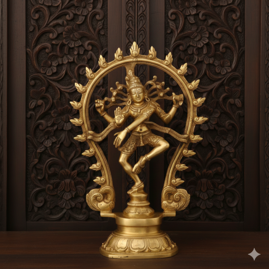 NOVELIKA-Large Brass Natraj Idol Shiva Dancing Showpiece (Pack of 1) NOVELIKA-Large Brass Natraj Idol Shiva Dancing Showpiece (Pack of 1)