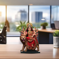 Novelika Durga 2D Miniature |5 Inch 2D Acrylic Miniature Statue | Small Goddess Figurine for Home Decor Meditation Office Shelf Spiritual Symbol set of 1