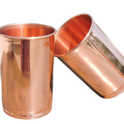 Novelika Set of 2 Hand Crafted Pure Copper Tumbler | Pure Copper Water Mug | 300 Ml for Ayurvedic Health Benifits (Plain) set of 2