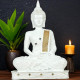 Novelika New 25 Centimetre Meditating Sitting Buddha Statue showpiece Idol Home Decoration Items for Living Room Decor and Gifts (White) set of 1