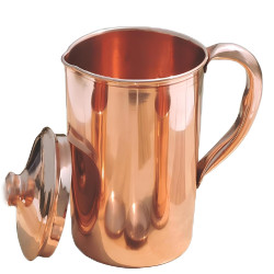 Novelika Pure Copper Water Jug 2 Litre | Handcrafted Copper Pitcher for Drinking Water & Storage | Ayurvedic Health Benefits | Smooth Finish & Leak-Proof Design set of 1