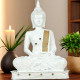  Novelika New 25 Centimetre Meditating Sitting Buddha Statue showpiece Idol Home Decoration Items for Living Room Decor and Gifts (White) set of 1