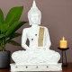  Novelika New 25 Centimetre Meditating Sitting Buddha Statue showpiece Idol Home Decoration Items for Living Room Decor and Gifts (White) set of 1