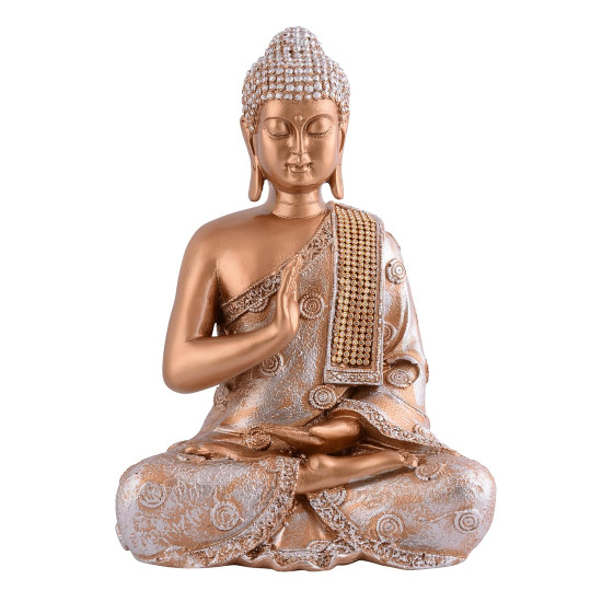Novelika Buddha Showpiece for Home & Office Decor Gift Itam(11 inch Golden & Silver), Religious set of 1 Novelika Buddha Showpiece for Home & Office Decor Gift Itam(11 inch Golden & Silver), Religious set of 1