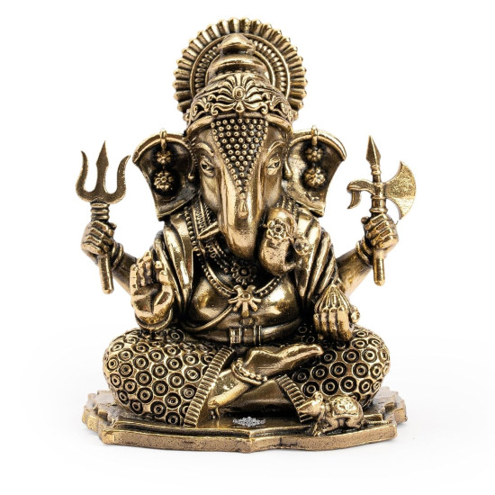  Novelika Brass Ganesha Idol, 2 Inch Ganesh Ji Murti for Pooja Room, Meditation, Office & Car Dashboard, Spiritual Vastu Showpiece & Ideal Gift for Diwali, Ganesh Chaturthi & Weddings set of 1