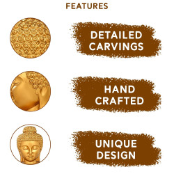 Novelika 8 Inch Resin Buddha Idols for Home Decor | Head Idol Gautam Buddha Statue Figurines | Table Decoration Items for Living Room and Office | Golden set of 1