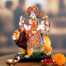 Novelika Esplanade Resin Maa Durga MATA Rani Sherawali Murti Idol Statue Sculpture (8 X 11.5 Inches) set of 1