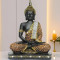 Novelika New Limited Edition 25 Centimetre Meditating Sitting Buddha Idol Statue showpiece Home Decor Decoration Items for Living Room and Gifts (1, Orange Black) set of `1
