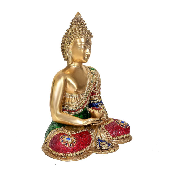 NOVELIKA Brass Buddha Statue Idol Buddha Religious Statue, Height 18 Inch set of 1