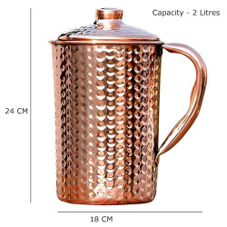 Novelika  Jug 2 Litre | Ayurvedic Copper Pitcher for Drinking & Storage | Handcrafted with Smooth Finish for Health & Elegance set of 1