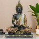 Novelika New Limited Edition 25 Centimetre Meditating Sitting Buddha Idol Statue showpiece Home Decor Decoration Items for Living Room and Gifts (1, Orange Black) set of `1
