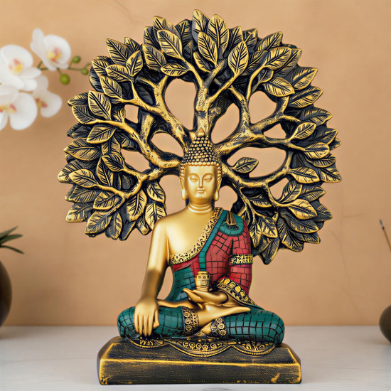 Novelika Buddha Statue Showpiece Idol Home Decor Items for Living Room and Gifts (Golden RED Blue) set of 1 Novelika Buddha Statue Showpiece Idol Home Decor Items for Living Room and Gifts (Golden RED Blue) set of 1