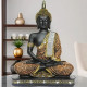Novelika New Limited Edition 25 Centimetre Meditating Sitting Buddha Idol Statue showpiece Home Decor Decoration Items for Living Room and Gifts (1, Orange Black) set of `1
