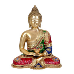 NOVELIKA Brass Buddha Statue Idol Buddha Religious Statue, Height 18 Inch set of 1