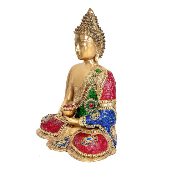 NOVELIKA Brass Buddha Statue Idol Buddha Religious Statue, Height 18 Inch set of 1